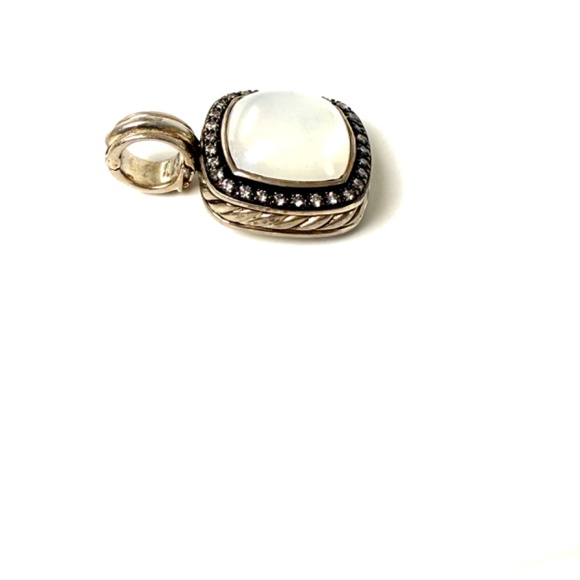 David Yurman Sterling Silver Diamond Moonstone 20mm  David Yurman Albion Moon Quartz Diamond Sterling Silver Enhancer Pendant